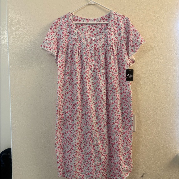 New Aria Collection Women’s Nightgown Size 2XPink Floral Short Sleeve Sleepwear - Picture 3 of 4